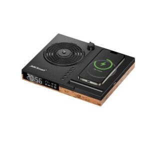 CAIXA DE SOM RETRÔ 4 EM 1 BLUETOOTH RELÓGIO DIGITAL CARREGADOR INDUÇÃO