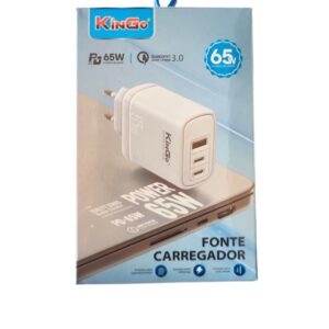 FONTE CARREGADOR TURBO USB TYPE C 65W 3.0